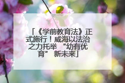 《学前教育法》正式施行！威海以法治之力托举 “幼有优育” 新未来