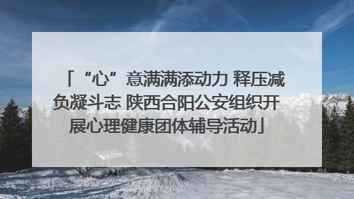 “心”意满满添动力 释压减负凝斗志 陕西合阳公安组织开展心理健康团体辅导活动