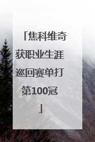 焦科维奇获职业生涯巡回赛单打第100冠