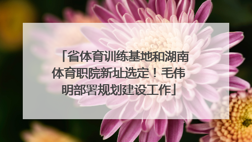 省体育训练基地和湖南体育职院新址选定！毛伟明部署规划建设工作