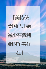 美特使：美国已开始减少在叙利亚的军事存在