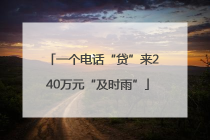一个电话“贷”来240万元“及时雨”