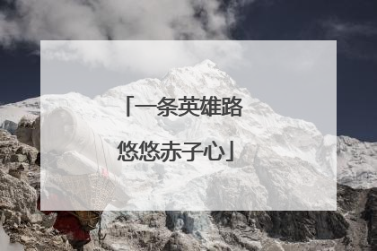 一条英雄路 悠悠赤子心