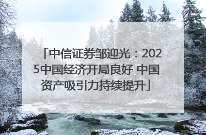 中信证券邹迎光：2025中国经济开局良好 中国资产吸引力持续提升