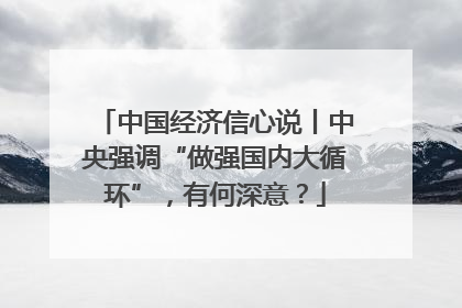 中国经济信心说丨中央强调“做强国内大循环”，有何深意？