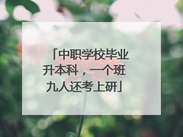 中职学校毕业升本科，一个班九人还考上研