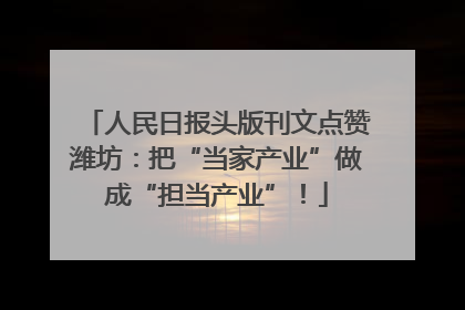 人民日报头版刊文点赞潍坊：把“当家产业”做成“担当产业”！