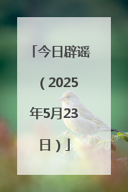 今日辟谣（2025年5月23日）