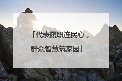 代表履职连民心，群众智慧筑家园