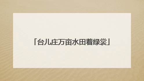 台儿庄万亩水田着绿裳