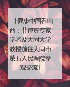 健康中国看山西：菲律宾专家学者及大同大学教授前往大同市第五人民医院参观交流