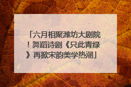 六月相聚潍坊大剧院！舞蹈诗剧《只此青绿》再掀宋韵美学热潮