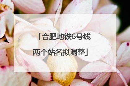 合肥地铁6号线两个站名拟调整