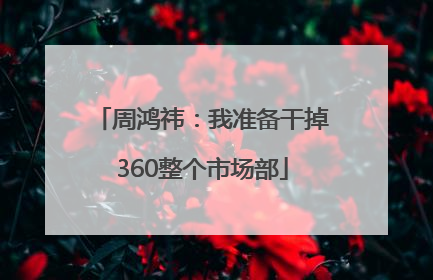 周鸿祎：我准备干掉360整个市场部