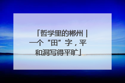 哲学里的郴州｜一个“田”字，平和洞写得平旷