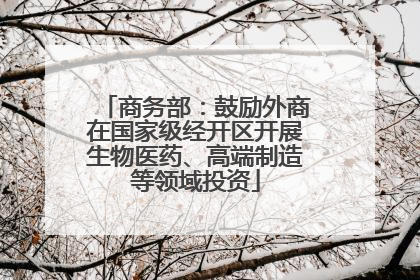 商务部：鼓励外商在国家级经开区开展生物医药、高端制造等领域投资