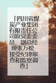 四川省煤炭产业集团有限责任公司原党委委员、副总经理张万松 接受纪律审查和监察调查
