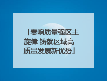 奏响质量强区主旋律 铸就区域高质量发展新优势