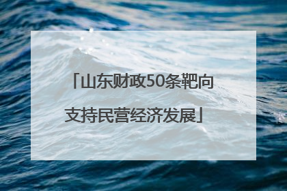 山东财政50条靶向支持民营经济发展