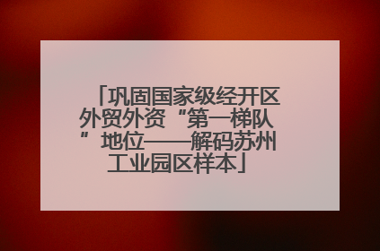巩固国家级经开区外贸外资“第一梯队”地位——解码苏州工业园区样本