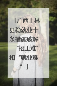 广西上林县稳就业十条措施破解“招工难”和“就业难”