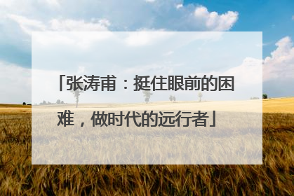 张涛甫：挺住眼前的困难，做时代的远行者