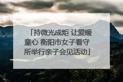 持微光成炬 让爱暖童心 衡阳市女子看守所举行亲子会见活动