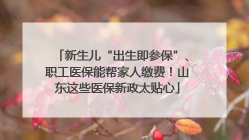 新生儿“出生即参保”、职工医保能帮家人缴费！山东这些医保新政太贴心