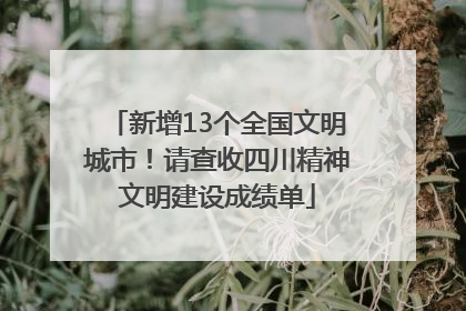 新增13个全国文明城市！请查收四川精神文明建设成绩单