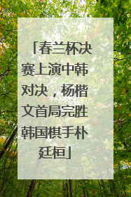 春兰杯决赛上演中韩对决，杨楷文首局完胜韩国棋手朴廷桓