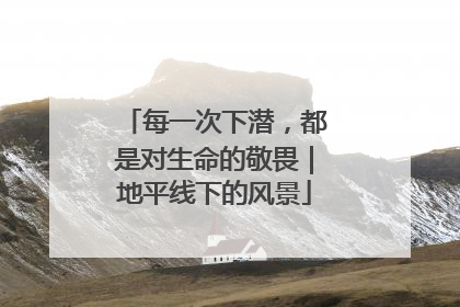每一次下潜，都是对生命的敬畏｜地平线下的风景