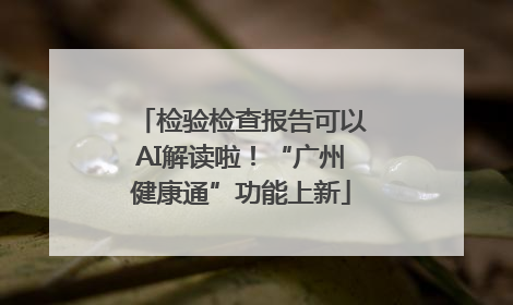 检验检查报告可以AI解读啦！“广州健康通”功能上新