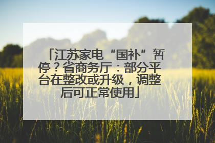 江苏家电“国补”暂停？省商务厅：部分平台在整改或升级，调整后可正常使用