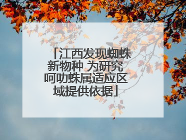 江西发现蜘蛛新物种 为研究呵叻蛛属适应区域提供依据