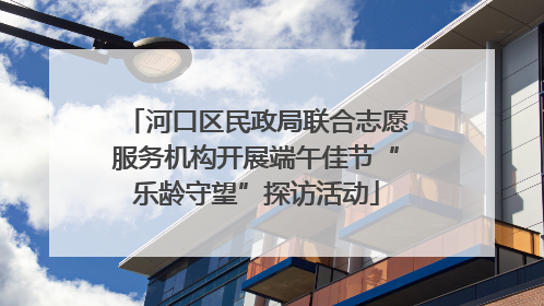 河口区民政局联合志愿服务机构开展端午佳节“乐龄守望”探访活动
