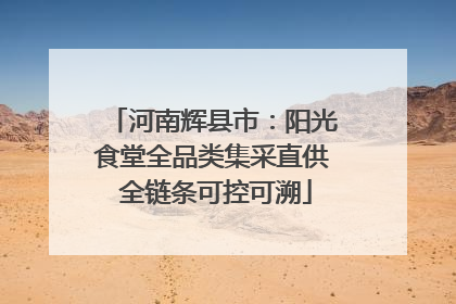 河南辉县市：阳光食堂全品类集采直供 全链条可控可溯