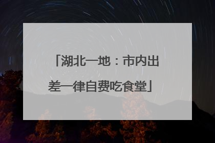 湖北一地：市内出差一律自费吃食堂