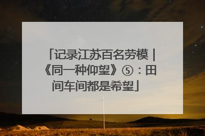 记录江苏百名劳模｜《同一种仰望》⑤：田间车间都是希望