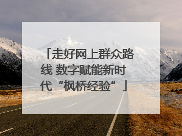 走好网上群众路线 数字赋能新时代“枫桥经验”