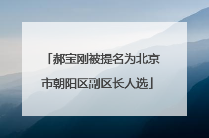 郝宝刚被提名为北京市朝阳区副区长人选