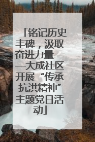 铭记历史丰碑，汲取奋进力量——大成社区开展“传承抗洪精神”主题党日活动