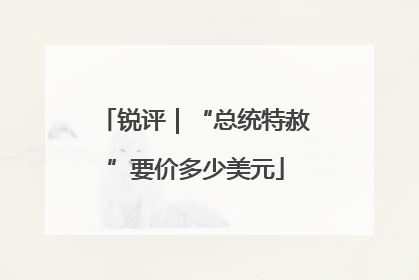 锐评｜“总统特赦”要价多少美元