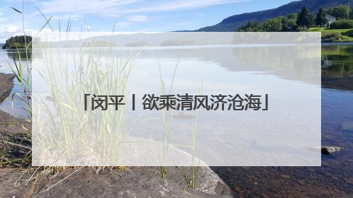 闵平丨欲乘清风济沧海