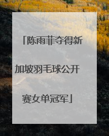 陈雨菲夺得新加坡羽毛球公开赛女单冠军