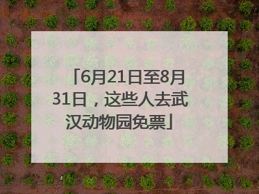 6月21日至8月31日，这些人去武汉动物园免票